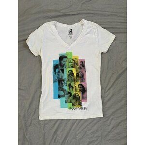 Zion Womens White Bob Marley T-shirt Large short sleeve round neck‎ 100% cotton